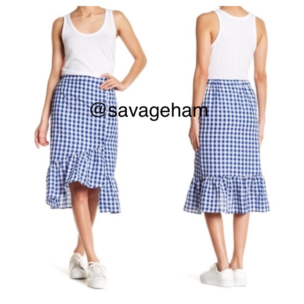 Lost + Wander Gingham Ruffle skirt